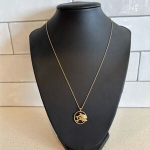 14K Yellow GF Princess Pride Creations PPC Swimming Dolphin Pendant Necklace Y2K